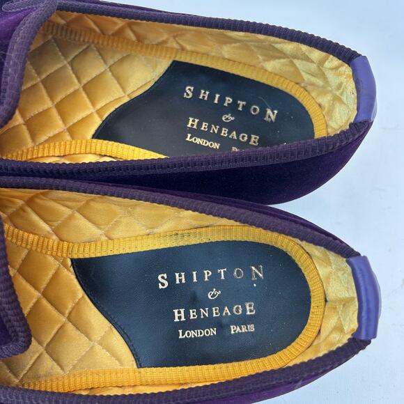 Shipton & Heneage Men’s Velvet Smoking Slippers Loafers Purple Gold Quilted US 9 - Picture 5 of 8